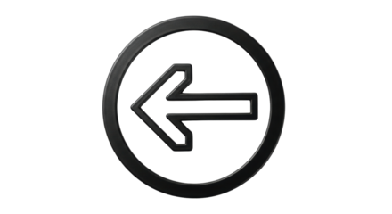 Isolated Black Arrow, Left Direction - Round Circle Button Design Element, Simple Navigation Sign