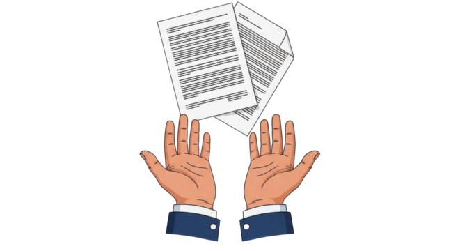 Isolated businessman showing document, contract, papers, letter or agreement to somebody - Powered by Adobe