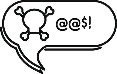 Toxic online message with skull and crossbones symbol representing cyberbullying and hate speech