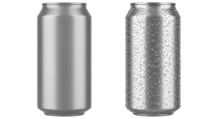 Isolated Drinks Cans Mockups Cold Freshness Blank Empty Silver Aluminium Beverage Package Design
