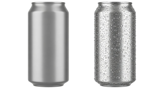 Isolated Drinks Cans Mockups Cold Freshness Blank Empty Silver Aluminium Beverage Package Design