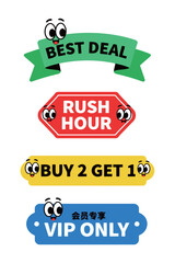 Set of Cute Sales Tags Best Deal Rush Hour Buy 2 Get 1 VIP Only