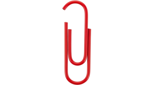 Isolated shiny red paper clip, a common office supply, essential and versatile, for organization