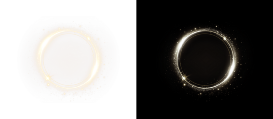 A golden circle PNG overlay with festive glitter, ideal for enhancing holiday photo effects and celebrations