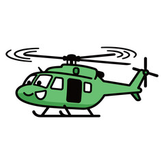 Cute Cartoon Green Helicopter Flying Illustration with Propeller Motion
