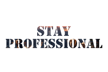 Stay Professional Motivational Typography with Modern Cityscape Texture inside Bold Letters, Business Inspiration Quote Design for Office and Success Concepts