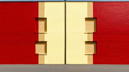 Abstract Red Yellow Brick Wall Building Exterior Texture