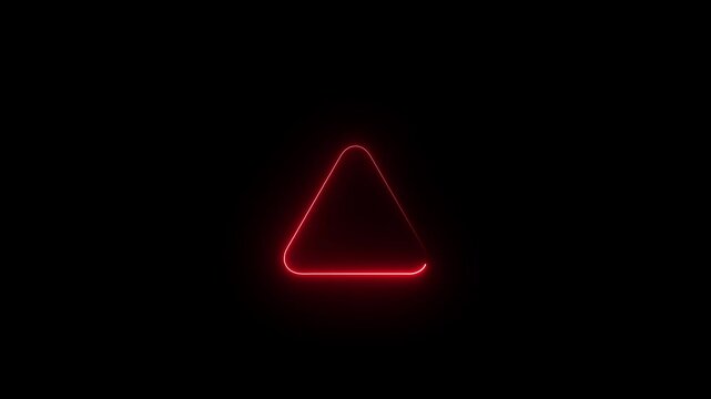Red neon Triangle warning sign mark animated danger sign warning triangle on green screen background. Perfect for alerts, errors, cybersecurity, system failure
