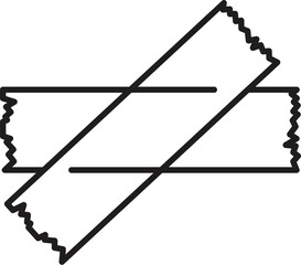 Simple line drawing of two sachets of sugar or sweetener crossing, isolated on a white background