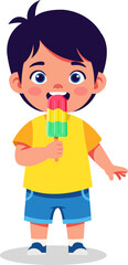 Boy eating popsicle