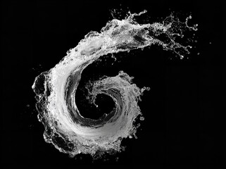 Dynamic Spiral of Water Creates Mesmerizing Motion on a Stunning Dark Black Background
