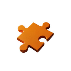 Obraz premium Orange puzzle piece isolated on transparent background