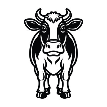 Cow Illustration with Thick Black Outline &ndash; Dairy Farm Mascot
