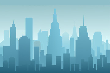 Cityscape silhouette with various building heights
