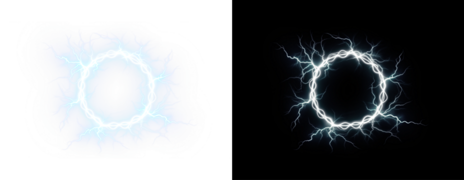 This PNG overlay features glowing electric energy and plasma arcs, creating vibrant and striking visuals