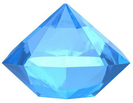 A faceted light blue gem, rendered with smooth highlights and reflections - Powered by Adobe