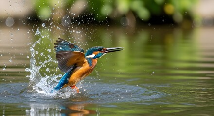 A female Kingfisher erupts from the water in a spray of droplets, her dive unsuccessful this time. The thrill of capturing these elusive birds is utterly addictive—I'm already drawn back to the water'