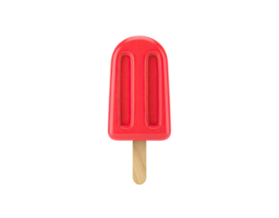 Red popsicle with a wooden stick, isolated against a black backdrop