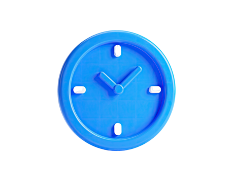 Glossy blue clock icon, face showing 1010, set against black background