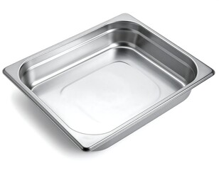Empty stainless steel rectangular food pan