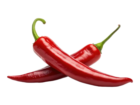 Two crossed red chili peppers isolated on checkerboard background culinary zest