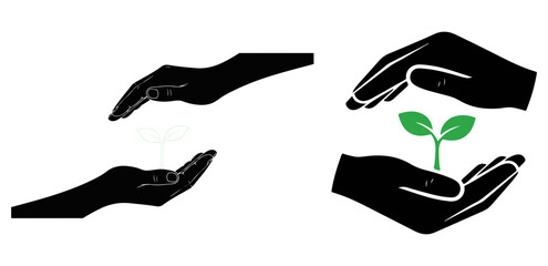 Obraz premium Hands plant growth care nature environment ecology protection conservation sustainability gardening life green earth on transparent background