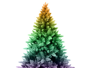 Colorful gradient Christmas tree on transparent background
