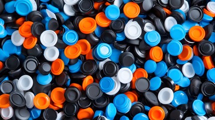 Abstract background of colorful plastic bottle caps, recycling concept and material design