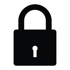 Simple black padlock icon vector illustration of security and privacy isolated on white background