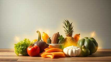 Artistic still life of five traditionally avoided foods surrounded by glowing anti-inflammatory auras