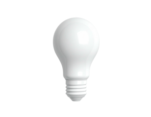 Glossy white incandescent lightbulb against a black background