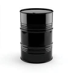 Black steel oil barrel, isolated
