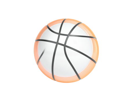 A stylized, glowing basketball icon with black lines, set against a black backdrop - Powered by Adobe