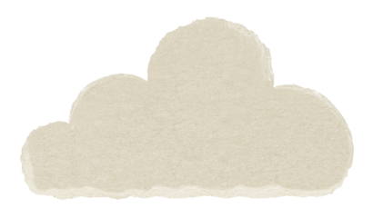 Brown simple cloud. Blank brown cut out cardboard paper cloud shape. Png transparency	