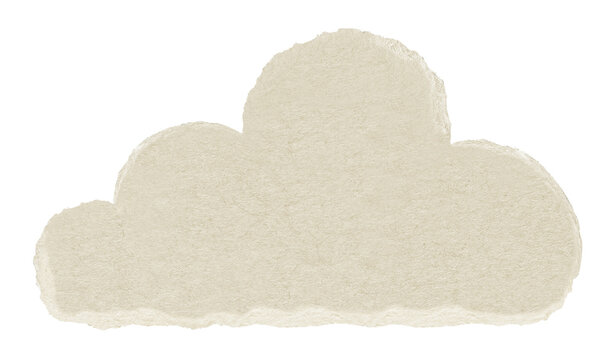 Brown simple cloud. Blank brown cut out cardboard paper cloud shape. Png transparency	