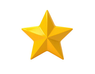 A shiny, golden five-pointed star isolated on a stark black background