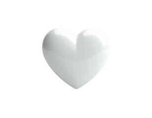 Glossy white heart floating against a black background, smooth surface