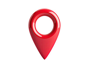 A glossy, red, three-dimensional pin icon, floating against a black background