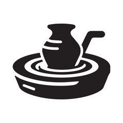 Modern Minimalist Pottery Icon, Flat Silhouette of a Ceramic Vase Vector for Artisan Illustration Design
