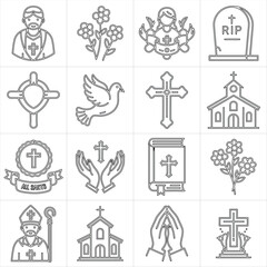 Religious icons and symbols vector set for Saints day decoration