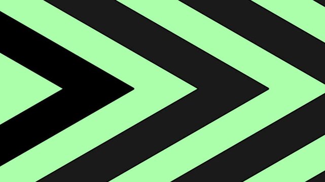Dynamic and seamless green and black chevron pattern background animation.