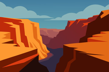 Illustration of a grand canyon with a river below