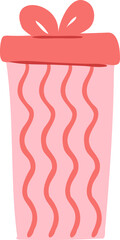 Hand drawn Illustration of Gift Box with Ribbon