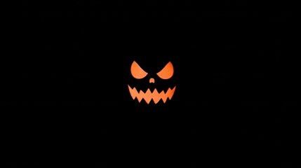 Fototapeta premium Spooky Pumpkin Face with Grinning Teeth on Black Background
