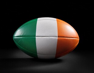ireland flag rugby ball on black background