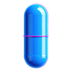 Blue Capsule with Glossy Finish, Transparent Background, 3D Realism Design Element