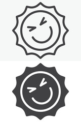 Sun face line and solid different style icon set pack