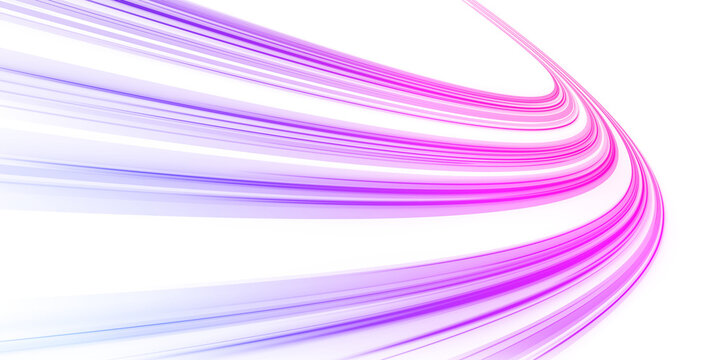 Vibrant purple speed lines streak diagonally, evoking rapid data movement. The glowing neon effect creates a high-tech atmosphere. Perfect for futuristic branding. PNG
