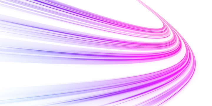 Vibrant purple speed lines streak diagonally, evoking rapid data movement. The glowing neon effect creates a high-tech atmosphere. Perfect for futuristic branding. PNG