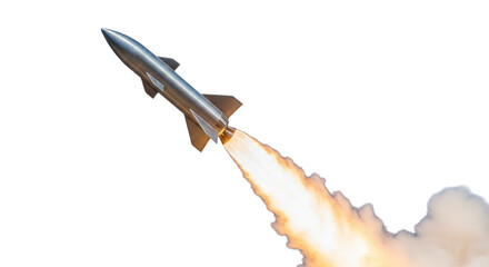 Launching Missile with Flames Isolated Cutout Transparent PNG